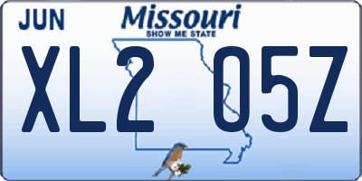 MO license plate XL2O5Z