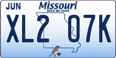 MO license plate XL2O7K