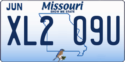 MO license plate XL2O9U