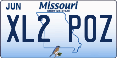 MO license plate XL2P0Z