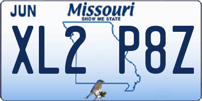 MO license plate XL2P8Z
