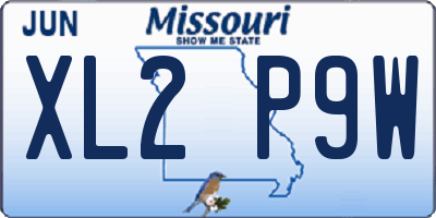 MO license plate XL2P9W