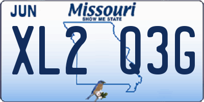 MO license plate XL2Q3G