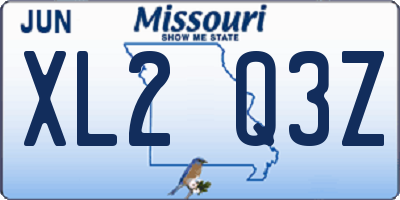 MO license plate XL2Q3Z