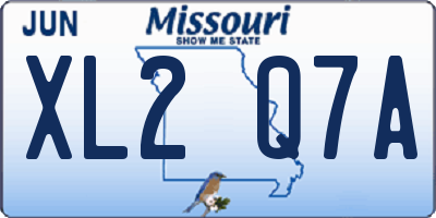 MO license plate XL2Q7A