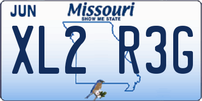 MO license plate XL2R3G