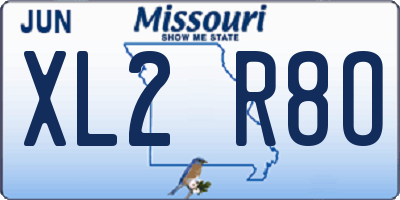 MO license plate XL2R8O