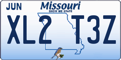 MO license plate XL2T3Z