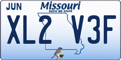 MO license plate XL2V3F