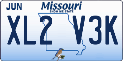 MO license plate XL2V3K