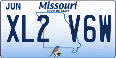 MO license plate XL2V6W