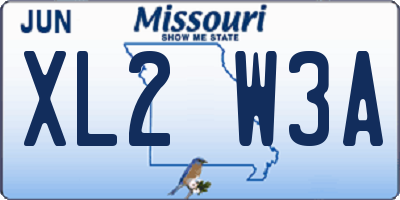 MO license plate XL2W3A