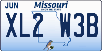 MO license plate XL2W3B