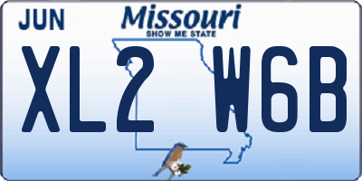MO license plate XL2W6B