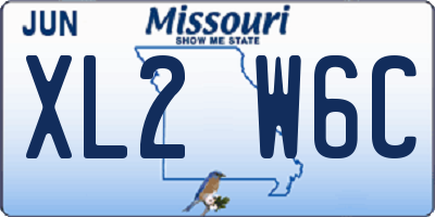 MO license plate XL2W6C