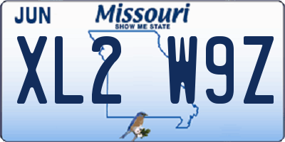MO license plate XL2W9Z
