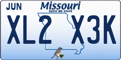 MO license plate XL2X3K