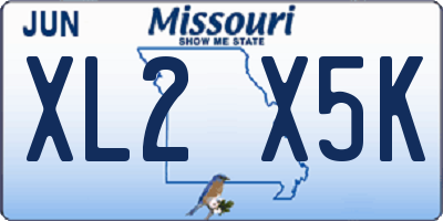 MO license plate XL2X5K