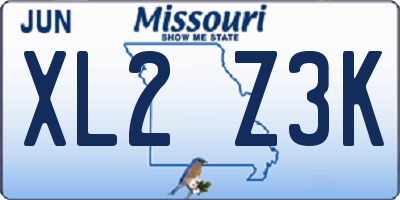 MO license plate XL2Z3K