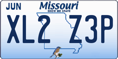 MO license plate XL2Z3P