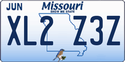MO license plate XL2Z3Z