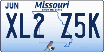 MO license plate XL2Z5K