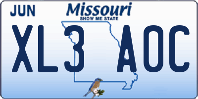 MO license plate XL3A0C