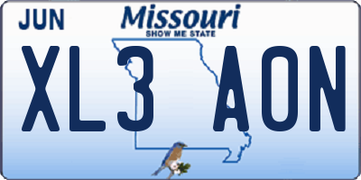 MO license plate XL3A0N