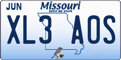 MO license plate XL3A0S