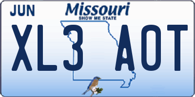 MO license plate XL3A0T