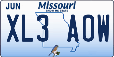 MO license plate XL3A0W