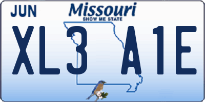 MO license plate XL3A1E