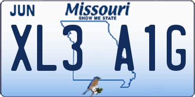 MO license plate XL3A1G