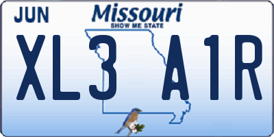 MO license plate XL3A1R