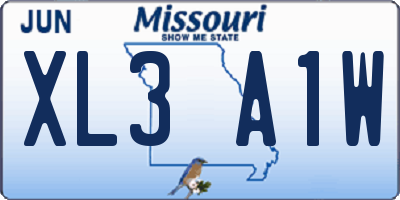 MO license plate XL3A1W