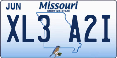 MO license plate XL3A2I