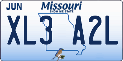 MO license plate XL3A2L
