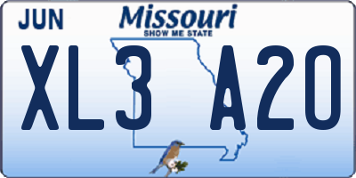 MO license plate XL3A2O