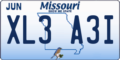 MO license plate XL3A3I