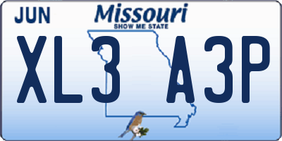 MO license plate XL3A3P