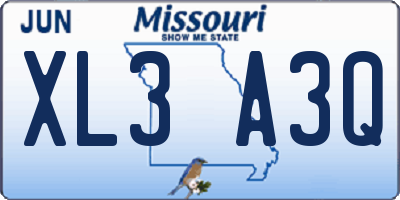 MO license plate XL3A3Q
