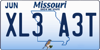 MO license plate XL3A3T