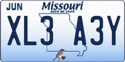 MO license plate XL3A3Y