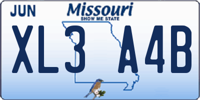 MO license plate XL3A4B