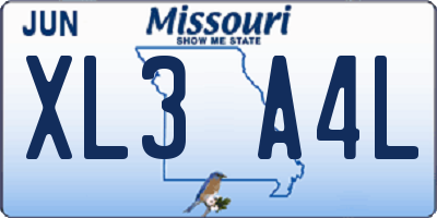 MO license plate XL3A4L