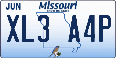 MO license plate XL3A4P
