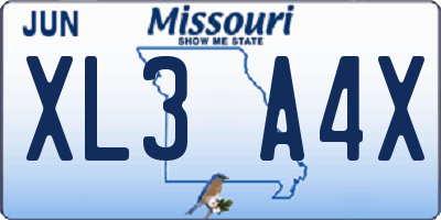 MO license plate XL3A4X