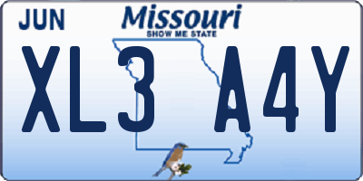 MO license plate XL3A4Y