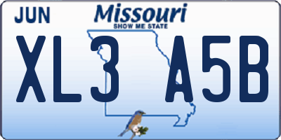 MO license plate XL3A5B