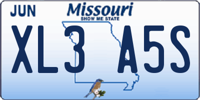 MO license plate XL3A5S